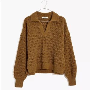 Madewell Sunbury Open-Stitch Polo Swater